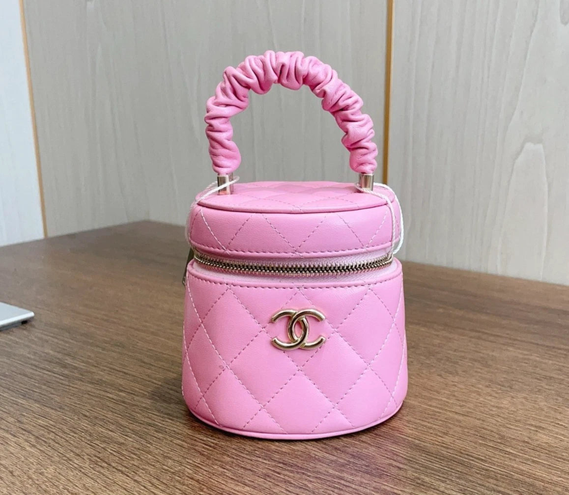 Chanel Bucket Pink Top Handle Bag Gold Hardware Women Fashion