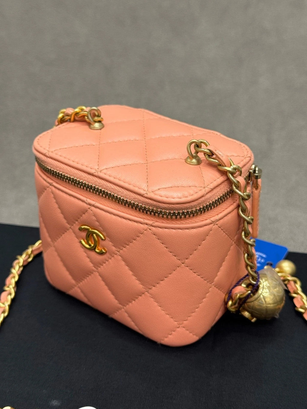 CHANEL Lambskin Adjustable Gold Ball Box Crossbody Shoulder Bag Women