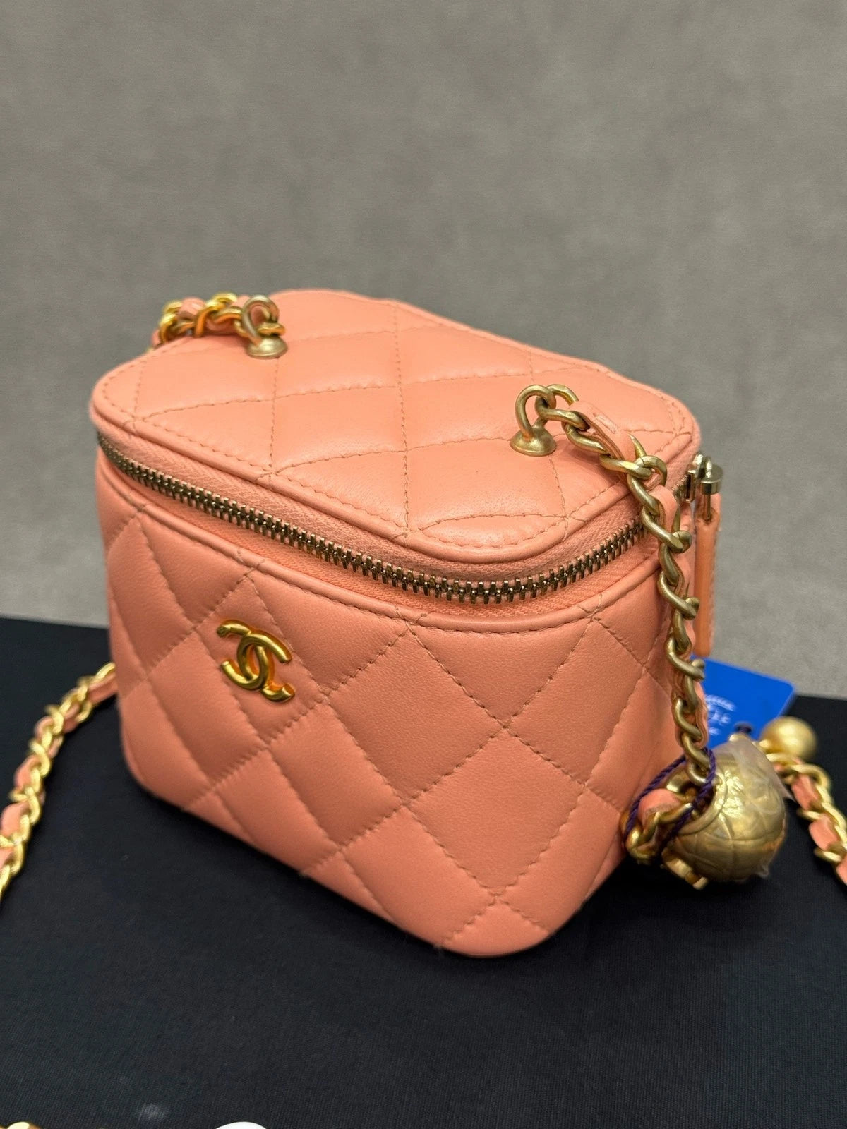 CHANEL Lambskin Adjustable Gold Ball Box Crossbody Shoulder Bag Women