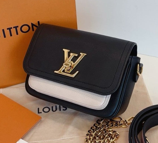 Louis Vuitton Lockme Tender Chain Shoulder Crossbody Black Gold Women Classic