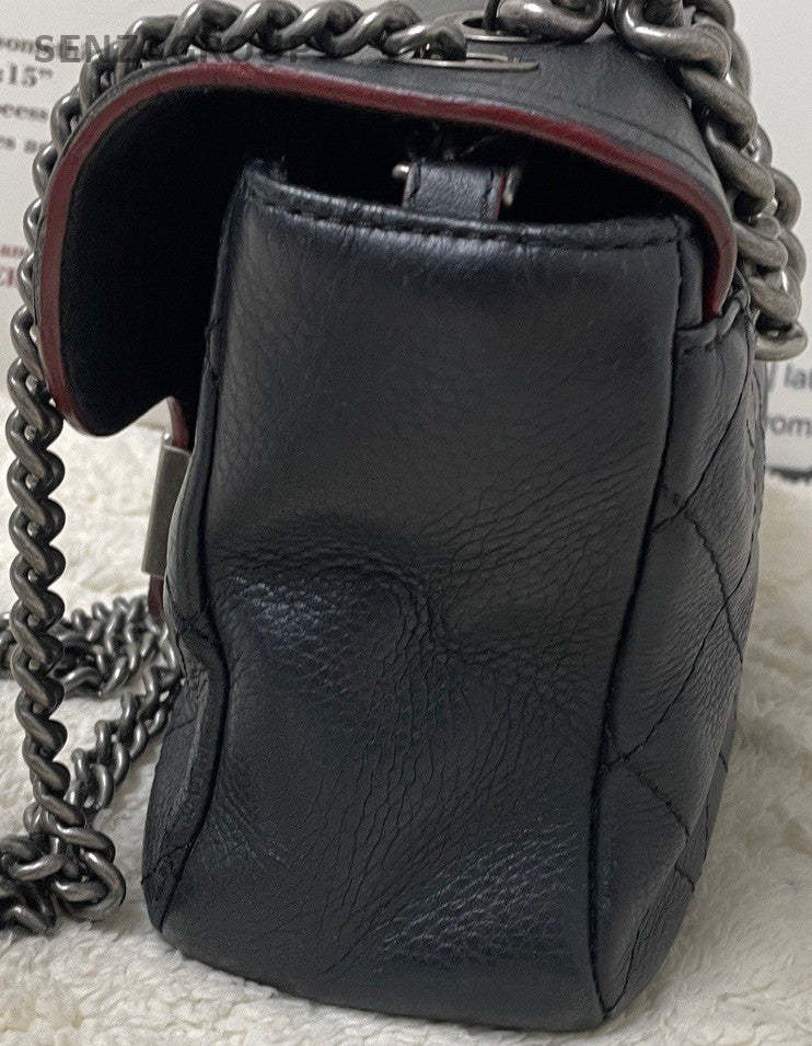 Chanel Chain 2Way Top Handle Bag Crossbody Black Silver Used Women Classic