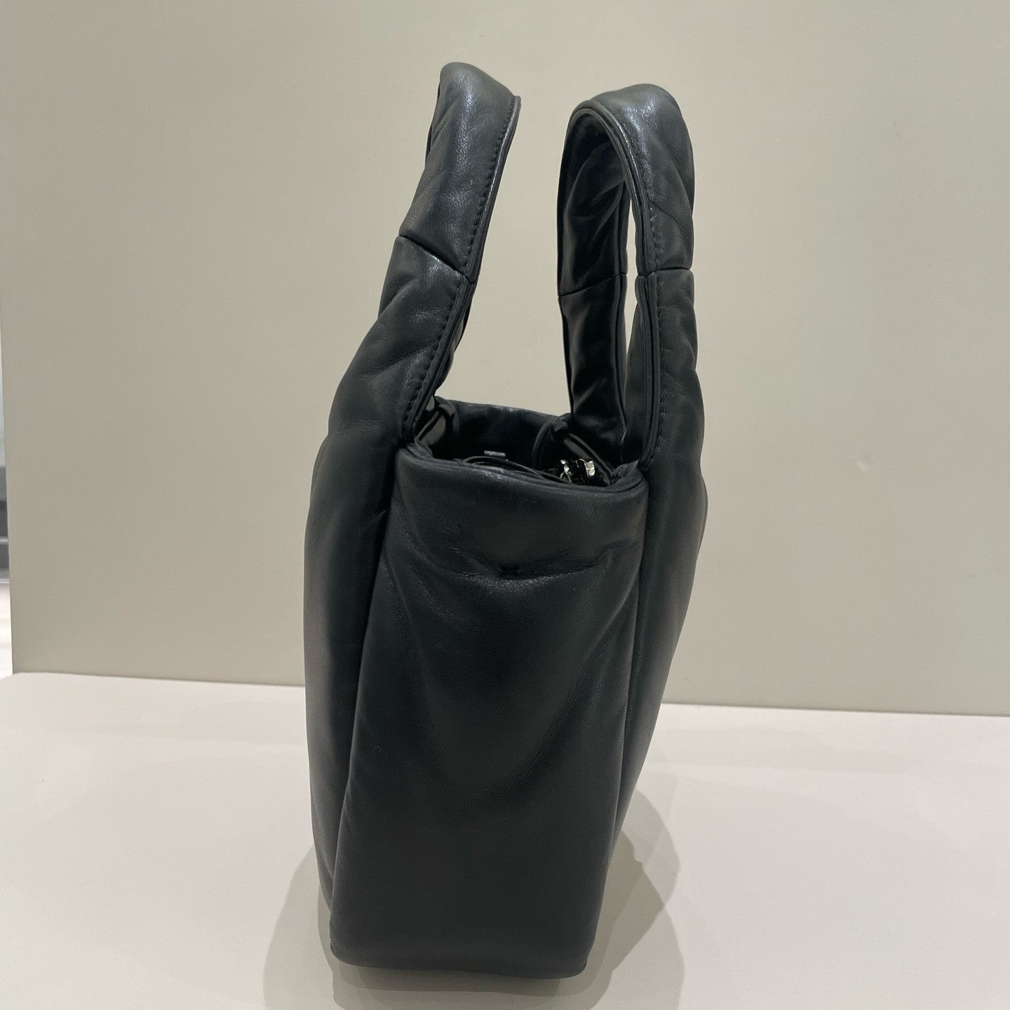 Prada Black Silver Cloud Tote Bag Handbag Shoulder Bag Classic Women's