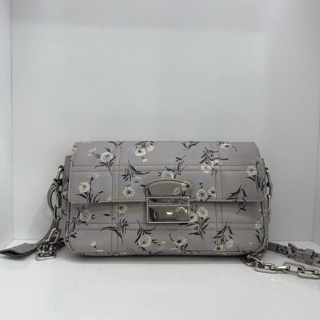 PRADA Limited Edition Gray Blue Envelope Chain Crossbody Bag For Women