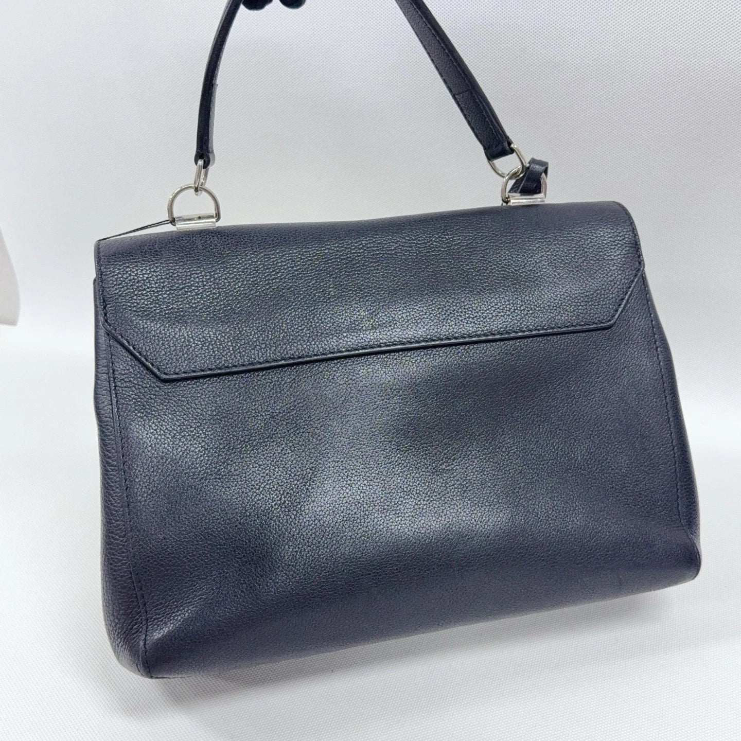 Louis Vuitton Lock Me MM Calfskin Top Handle Crossbody Black Silver Women
