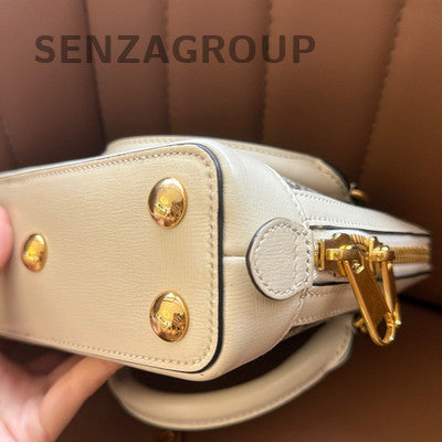 Gucci 1955 Horsebit White Shell Bag Gold Buckle Shoulder Crossbody