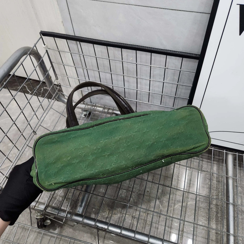 Louis Vuitton Vintage Green Denim Tote Shoulder Bag For Women