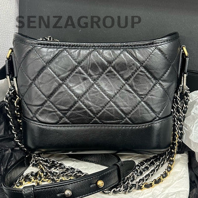 Chanel Small Gabrielle Hobo Bag Black Gold Chain Quilted Classic