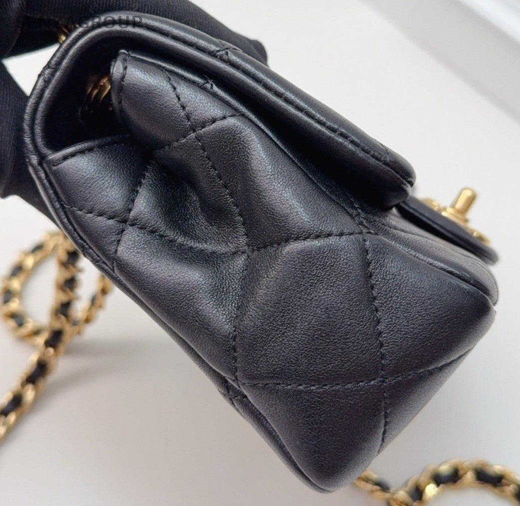 Chanel Chain 2Way Shoulder Bag Crossbody Black Gold Women Classic Designer