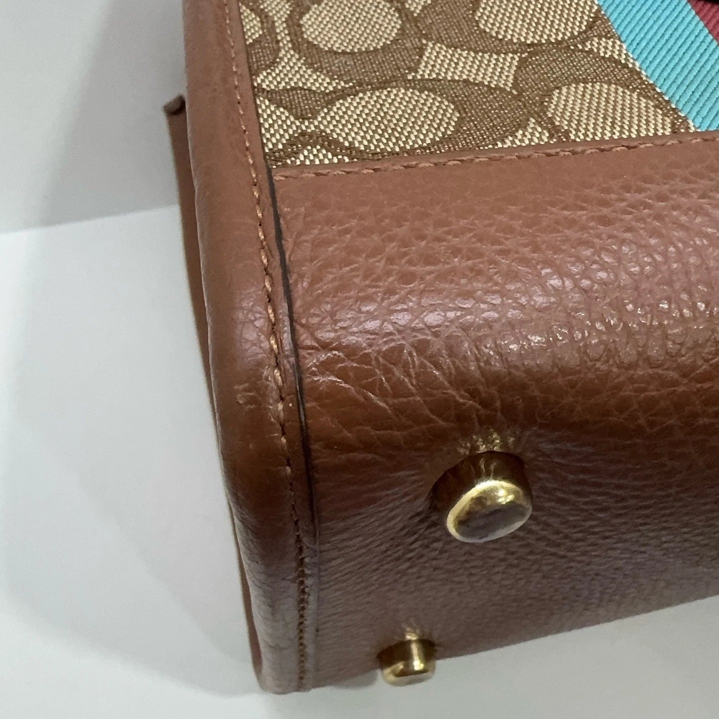 Coach Signature Monogram Canvas Leather Tote Shoulder Bag For Women