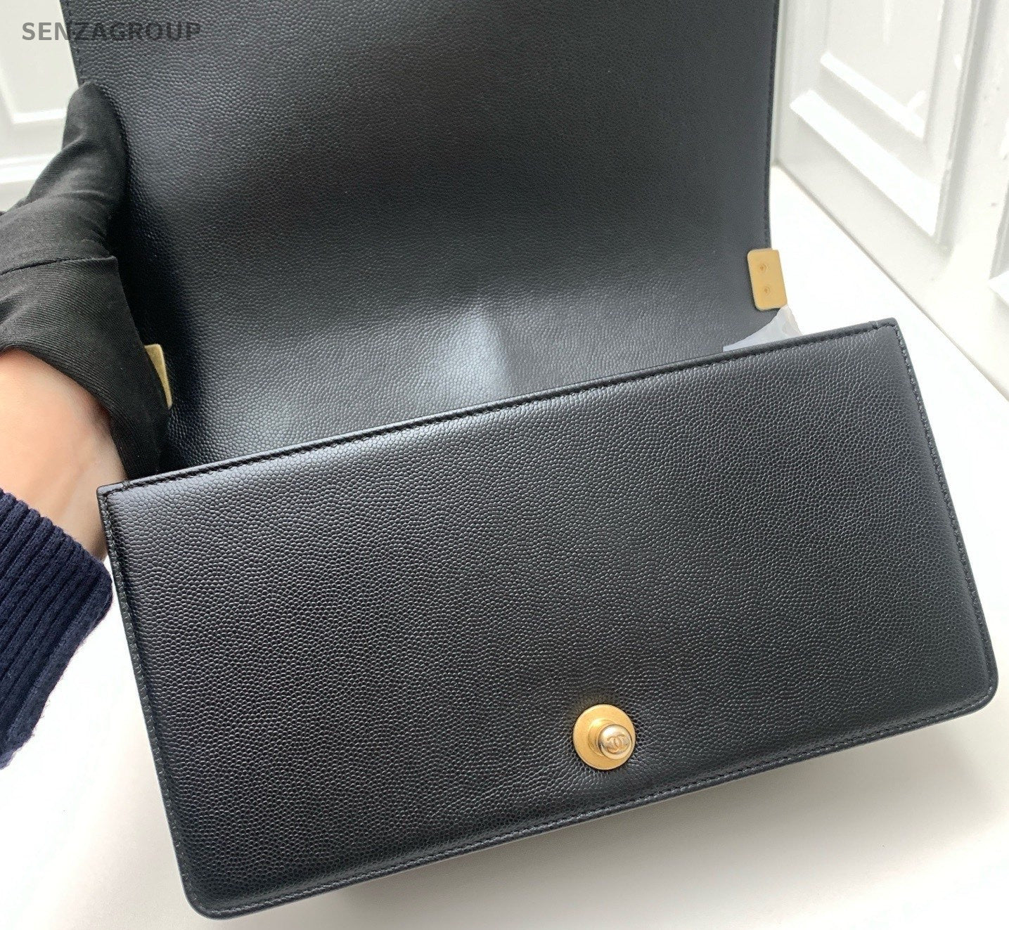 Chanel Leboy MM Chain Diamond Shoulder Bag Black Gold Women Classic Fashion