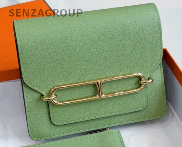 Hermès Roulis Slim Leather Clutch Wallet Green Women Almost Brand New