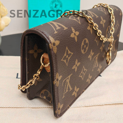 Louis Vuitton Monogram Lily Chain Shoulder Bag Brown Gold Hardware