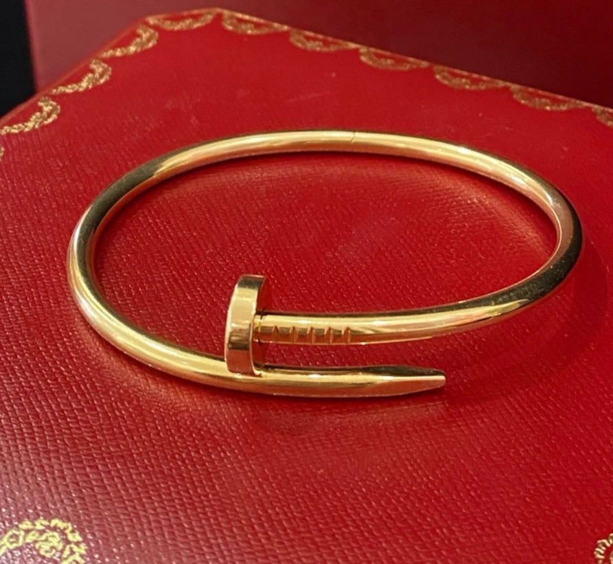 Cartier Juste Un Clou 18k Yellow Gold Wide Bangle Bracelet Size17
