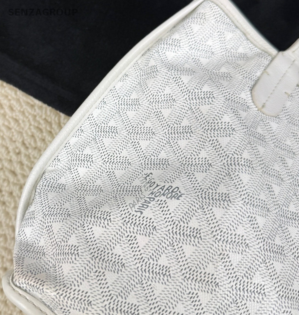 Goyard ANJOU Mini Tote Canvas Monogram Top Handle Shoulder Bag With Pouch White.