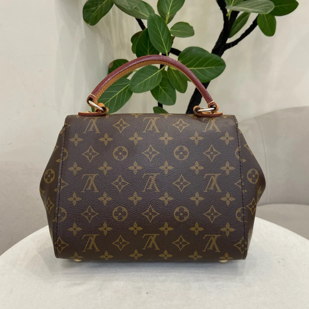 Louis Vuitton Cluny BB Monogram Top Handle Bag Crossbody Brown Gold Women