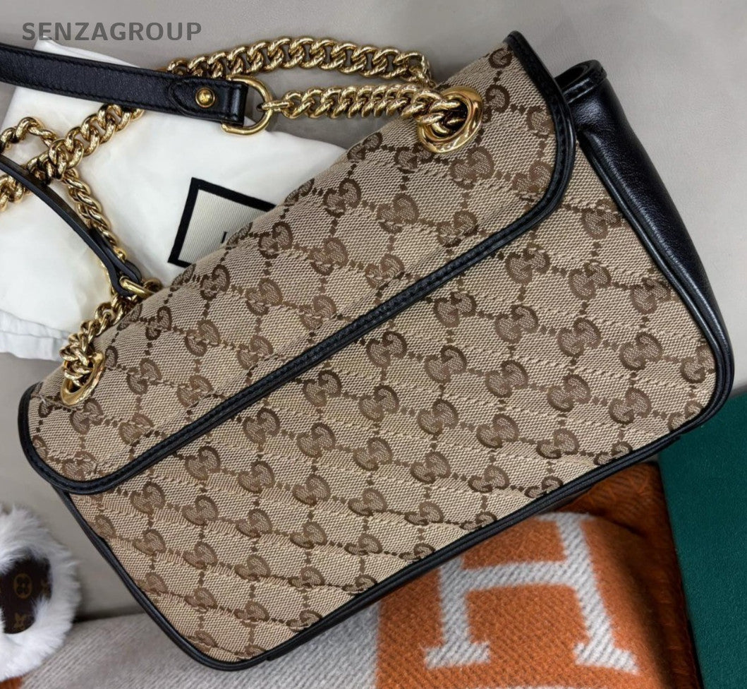 Gucci Marmont26 Chain Shoulder Bag Crossbody Brown Gold Used Women Classic