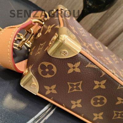Louis Vuitton Trunk Monogram Brown Gold Chain Crossbody Bag Women