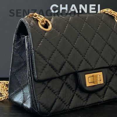 Chanel 2.55 Reissue Mini Black Calfskin Aged Gold Chain Shoulder Bag