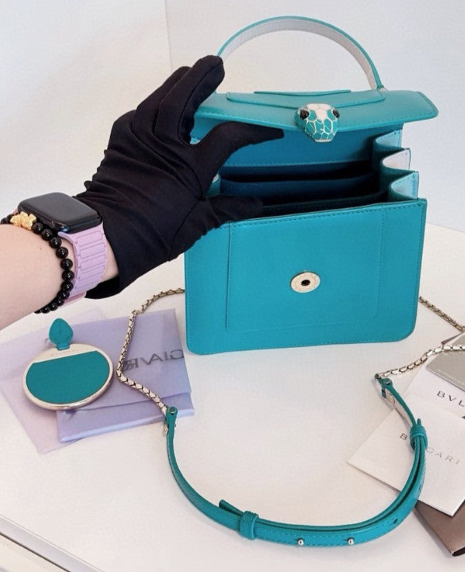 Bvlgari Serpenti Forever Top Handle Peppermint turquoise greenChain Shoulder bag