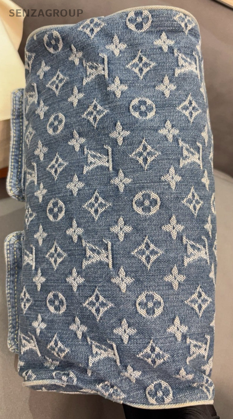 Louis Vuitton Monogram Handbag Blue Yellow Unisex Adults Classic