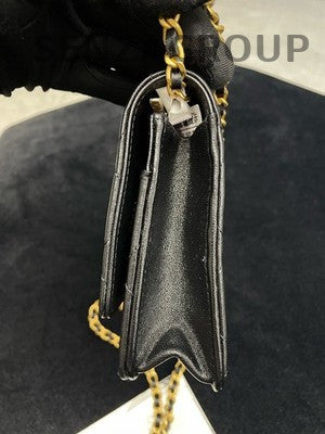 Chanel 23S Enamel Heart WOC Black Gold Chain Crossbody Bag