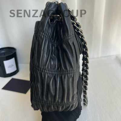 Prada Black Silver Cahier Bag Chain Shoulder Bag Classic Women