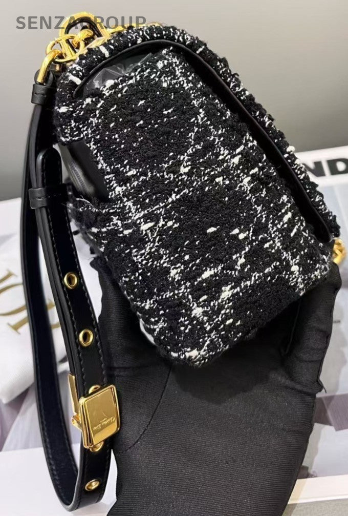 Christian Dior Caro Wicker check pattern Chain Shoulder bag Almost Brand NEW
