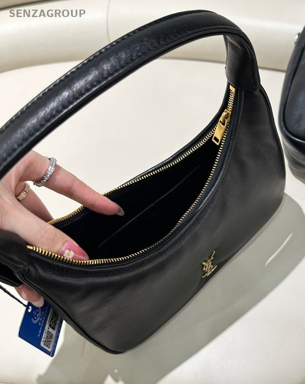 YSL Saint Laurent Lambskin Underarm Shoulder Bag Women Black Almost Brand new