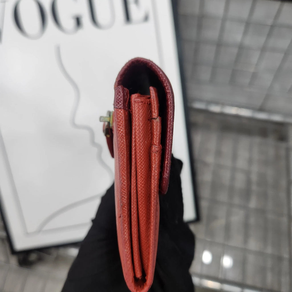 PRADA Women Red Long Wallet Clutch