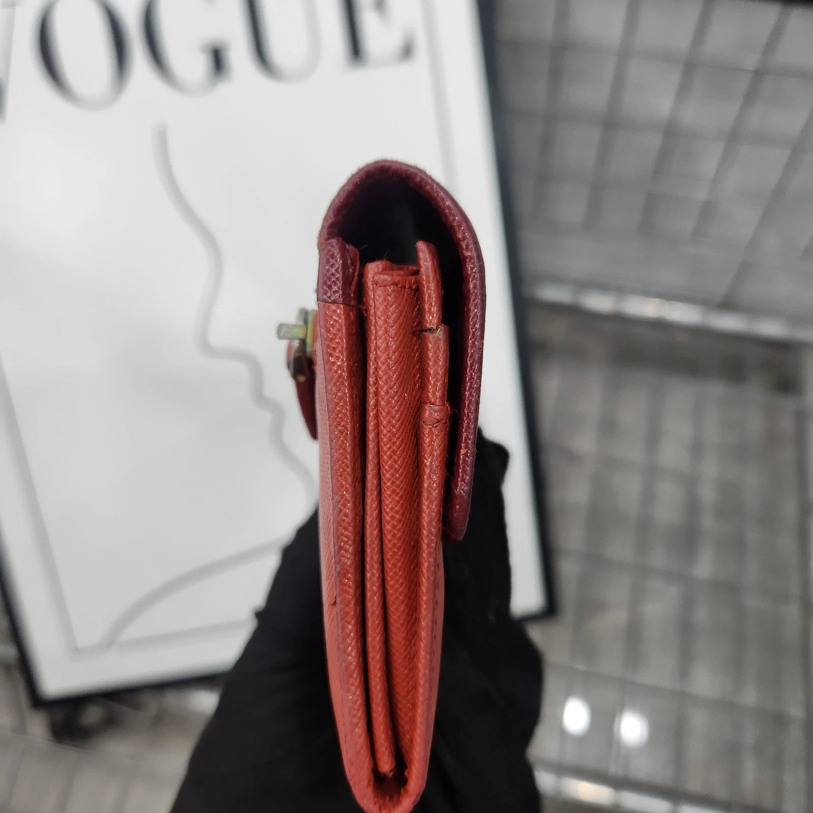 PRADA Women Red Long Wallet Clutch