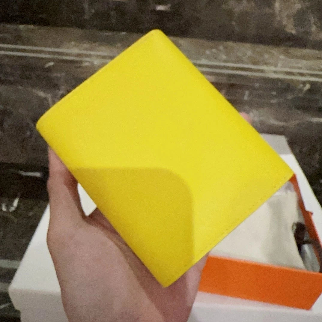 Hermes Women Lemon Yellow Togo Goat Leather Clutch Short Wallet