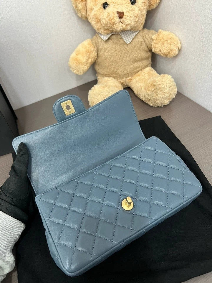 CHANEL Blue Gold Top Handle Crossbody Bag For Women