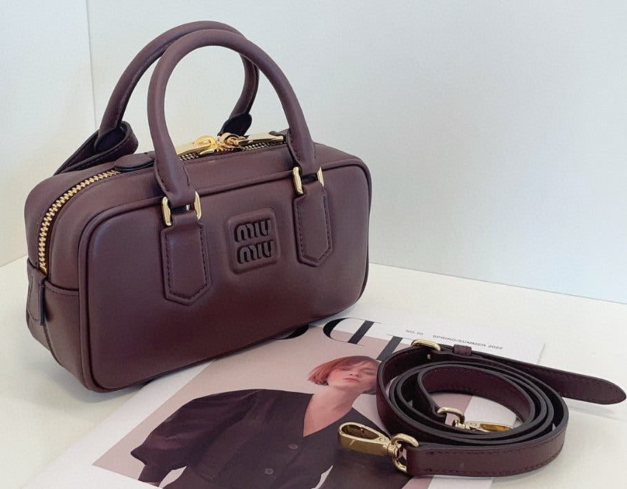 Miu Miu PM Bowling Top Handle Shoulder Crossbody Bag Purple Almost Brand New