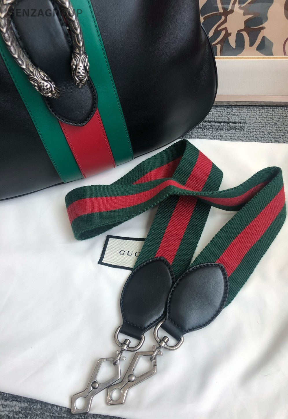GUCCI Hobo Shoulder bag 2way Handbag Classic color combinations Women Black