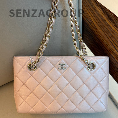 Chanel Vintage Mini Tote Pink Gold Quilted Chain Shoulder Bag Classic