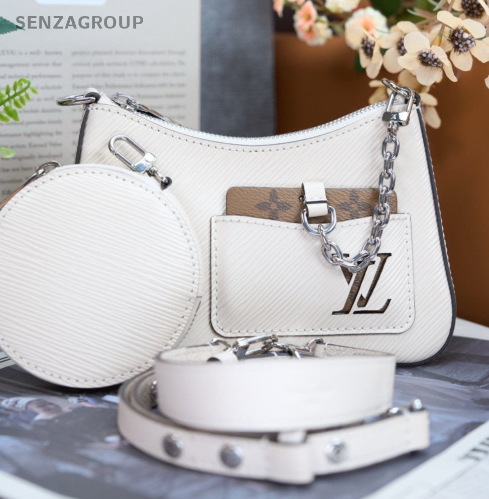 Louis Vuitton Marelle Epi Leather Armpit Bag Shoulder Crossbody Bag Women White
