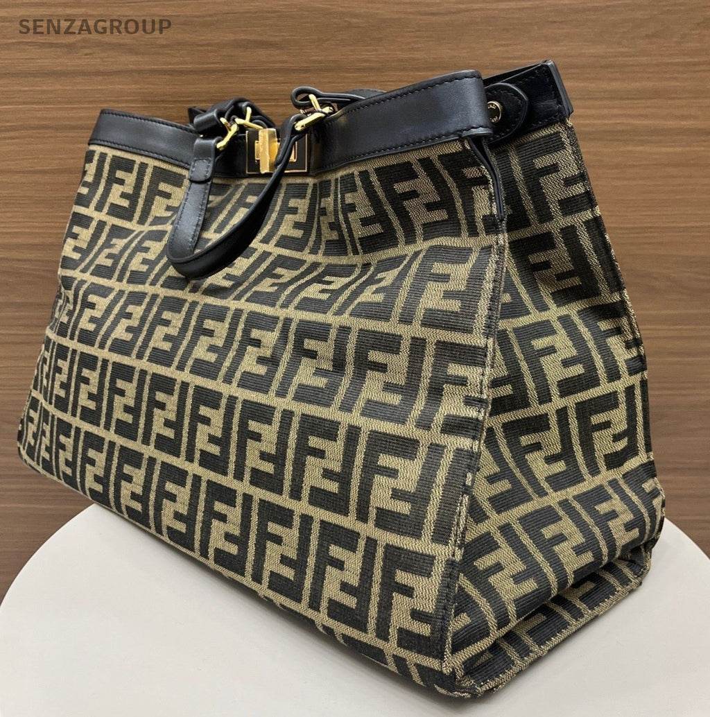 Fendi Peekaboo Tote Handbag Crossbody Brown Black Gold Women Classic