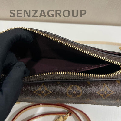 Louis Vuitton Monogram Shoulder Crossbody Bag Brown Gold Hardware