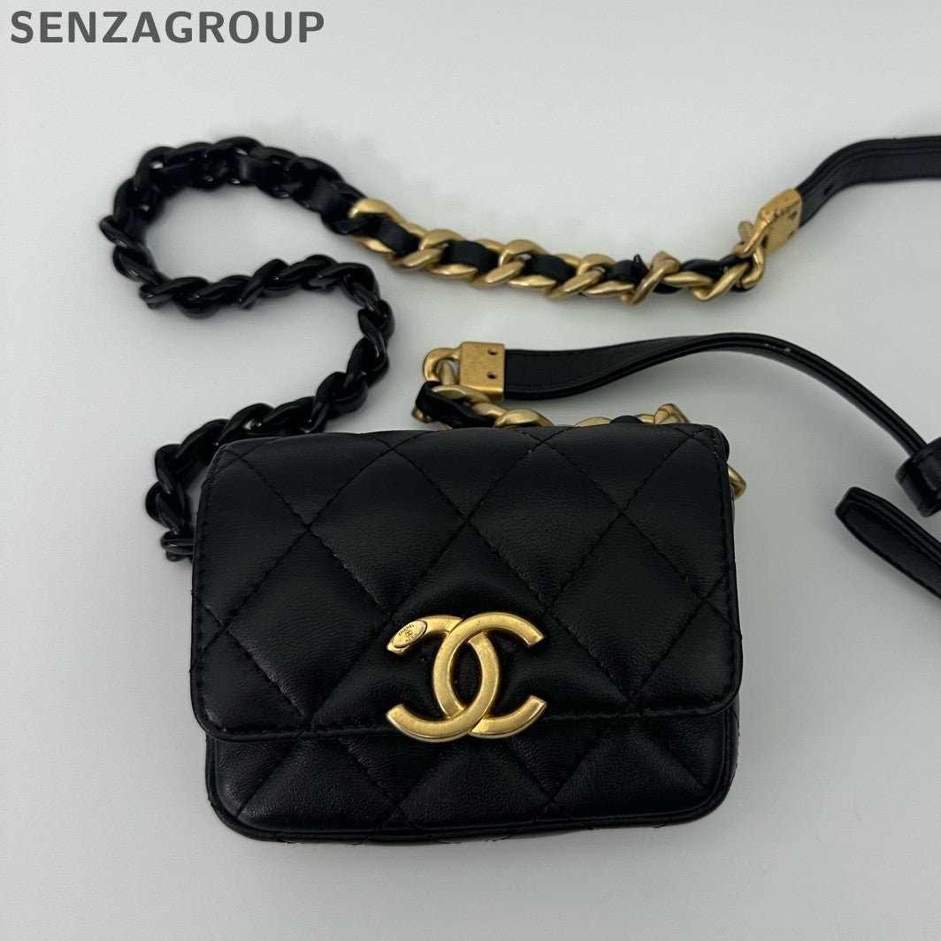 Chanel Black Gold Chain Mini Crossbody Bag Classic Fashion Women