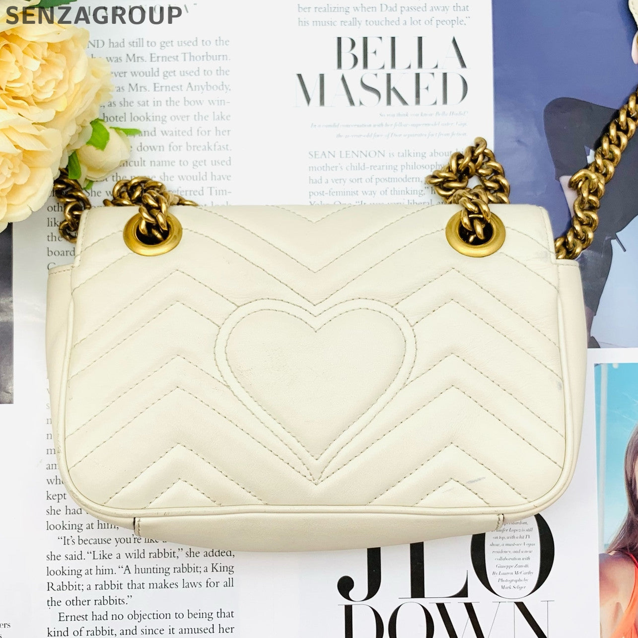 Gucci Marmont 22 White Gold Chain Shoulder Crossbody Bag Classic Fashion