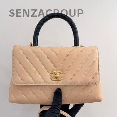 Chanel Pink Gold Hardware V-Stitch Cocohandle Small Chain Shoulder Bag