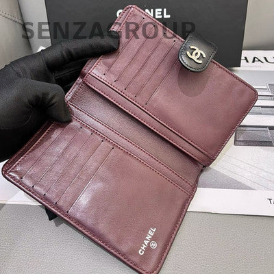 Chanel Black Silver Lambskin Quilted Wallet on Chain WOC