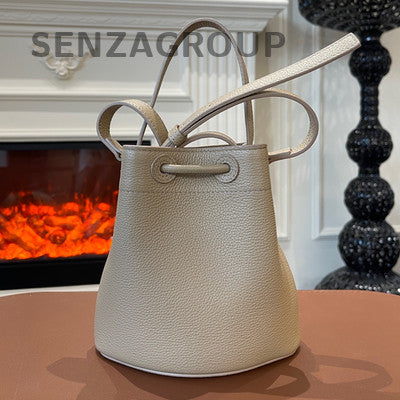 Burberry Mini Drawstring Bucket Bag in Grey Leather for Women