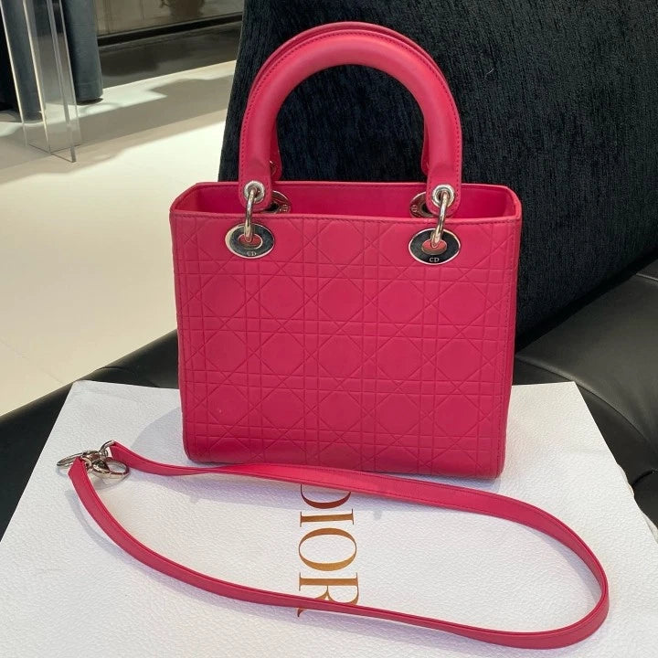 Dior Lady Dior Lambskin Shoulder Bag Crossbody Excellent