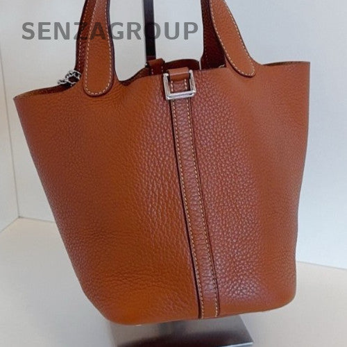 Hermes Picotin Lock Silver Hardware Tote Bag Brown Women Classic Designer