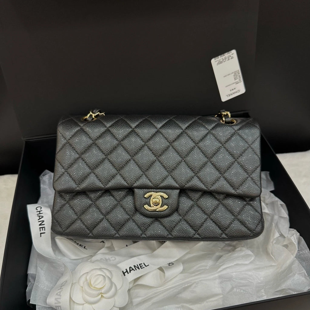 CHANEL CF Medium Gray Gold Hardware Shoulder Bag For Women