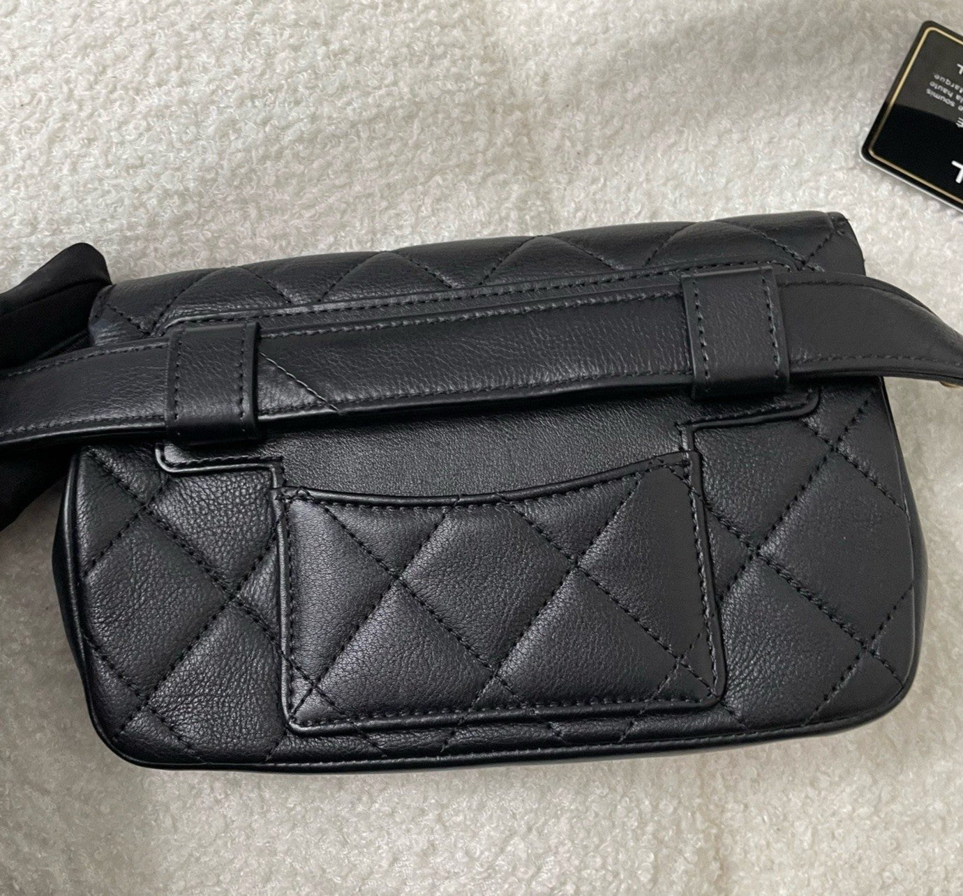 Chanel Diamond Calfskin Waist Bag Crossbody Black Gold Used Women Classic