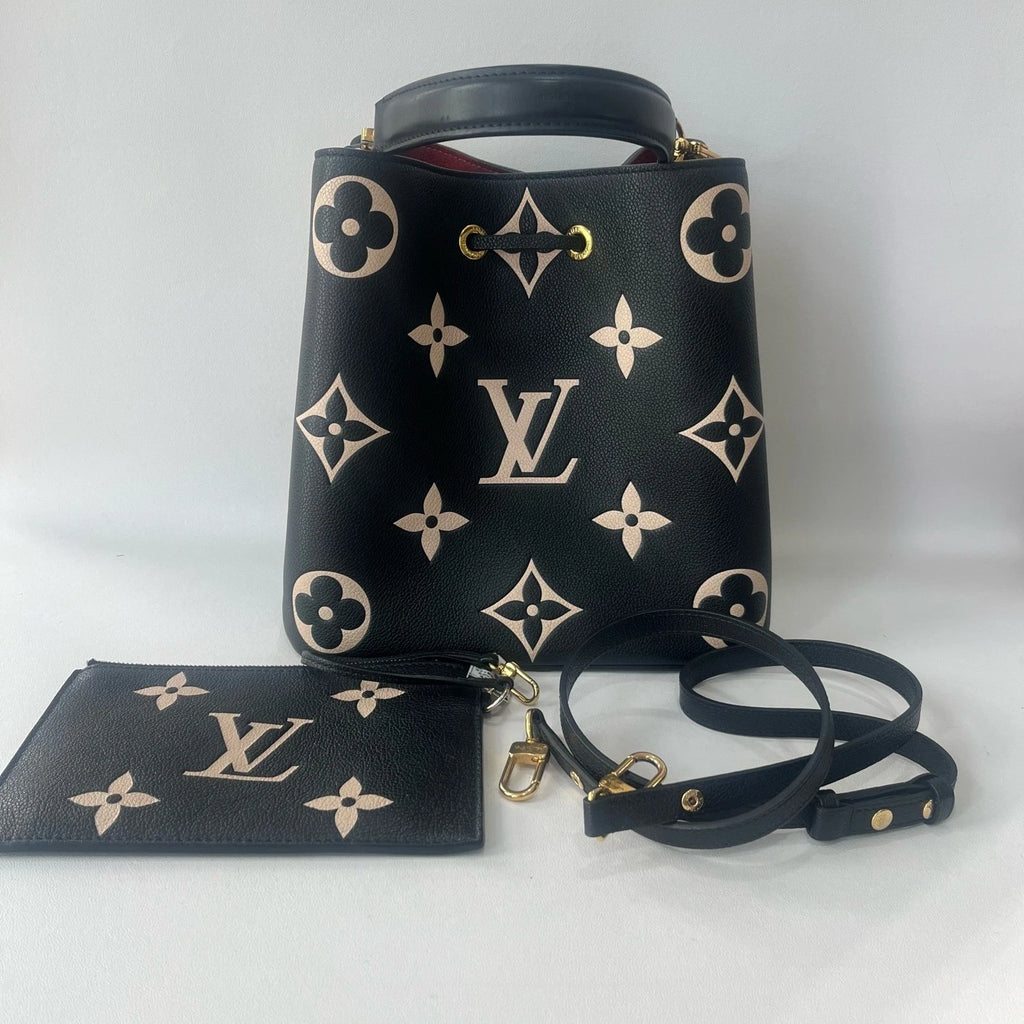 Louis Vuitton Black White Monogram Bucket Bag For Women