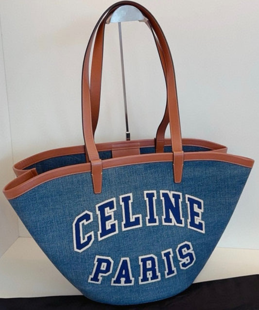 CELINE Couffin Denim Logo tote Shoulder bag Almost Brand NEW Women