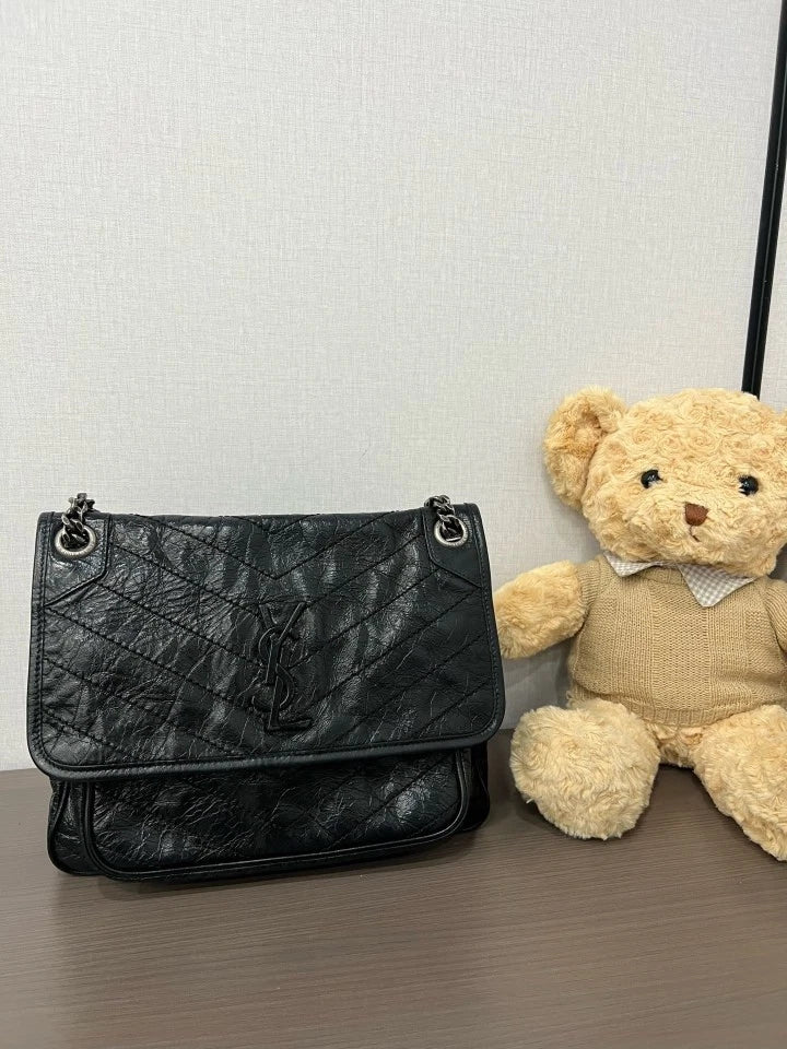 YSL Black Medium Niki Chain Shoulder Crossbody Bag For Women
